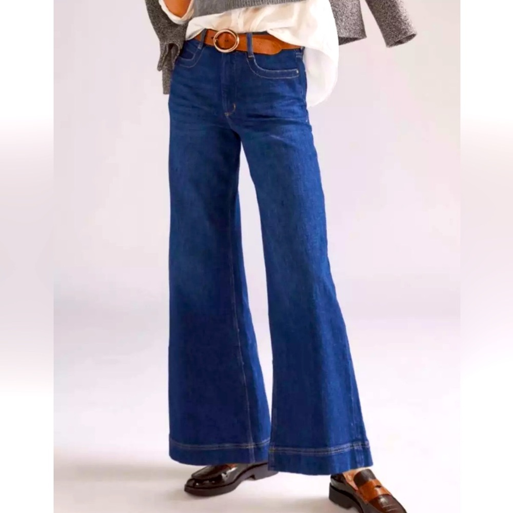 Anthropologie Maeve Wide-Leg Flare Jeans in Deep Blue